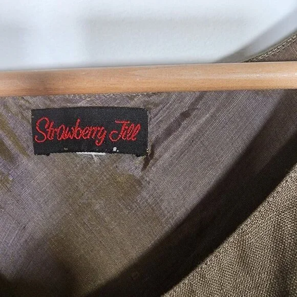 Green Floral Emboirdered Midi Dress Fairy Goblincore Whimsical Artsy Sleeveles S - Picture 3 of 12